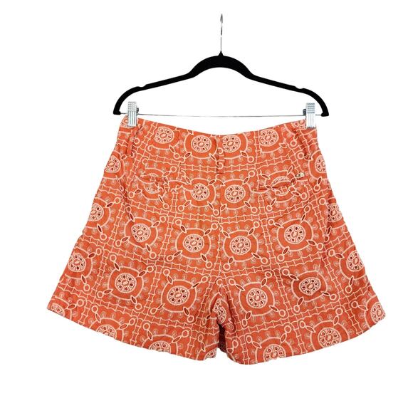 Sam Edelman Womens Romy Short Size 4 Orange White Eyelet Lace High Rise *NO BELT - Picture 4 of 12